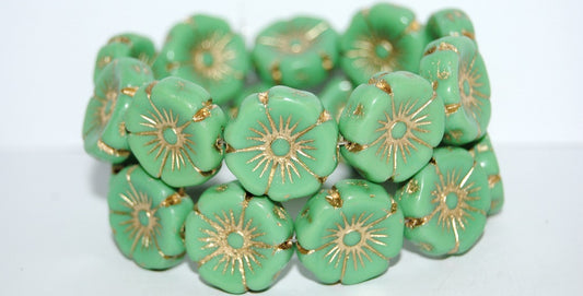 Hawaii Flower Pressed Glass Beads, (53210 54202), Glass, Czech Republic