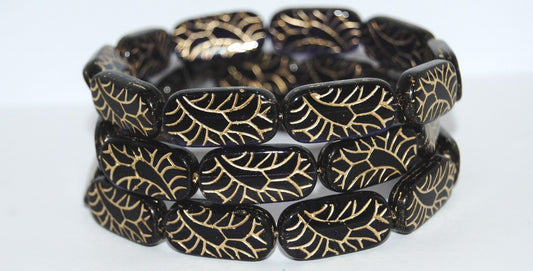 Rectangle With Ornament Pressed Glass Beads, (20350 54202), Glass, Czech Republic