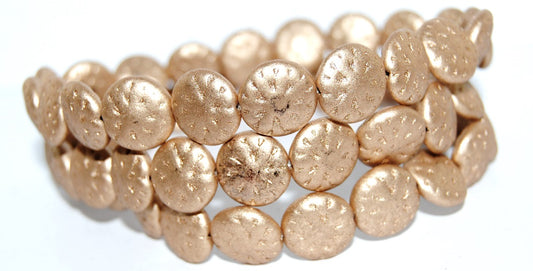 Round Flower Edelweiss Pressed Glass Beads, Gold Colored (1710), Glass, Czech Republic