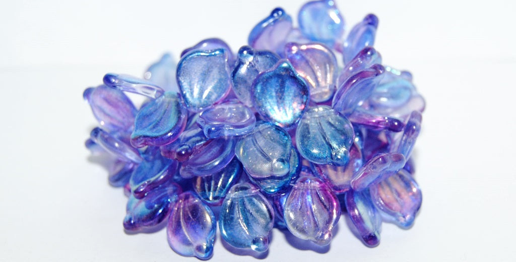 Leaf Petal Pressed Glass Beads, Crystal 48102 (30 48102), Glass, Czech Republic