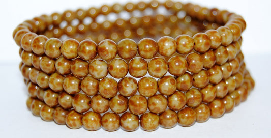 Round Pressed Glass Beads Druck, Opaque Gray Travertin (43020 86800), Glass, Czech Republic