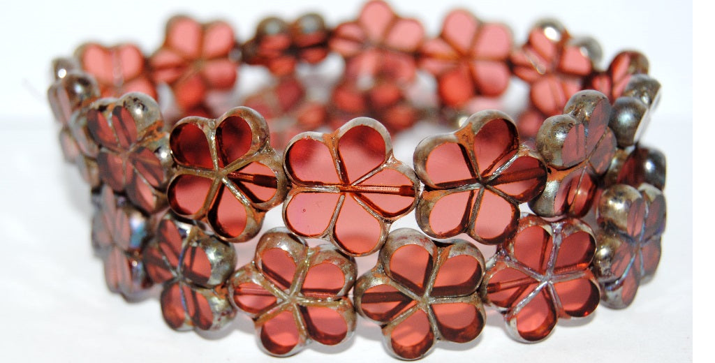 Table Cut Flower Beads, (70000B 43400), Glass, Czech Republic