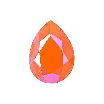 Pear Faceted Pointed Back (Doublets) Crystal Glass Stone, Orange 1 Opaque With Ab, Polished (93130-Abp), Czech Republic