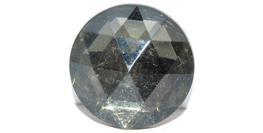 Cabochons Round Rose Faceted Flat Back, (Black Diamond Similization), Glass, Czech Republic