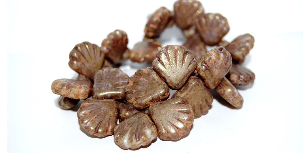 Scallop Seashell Pressed Glass Beads, Senegal Violet (15695), Glass, Czech Republic