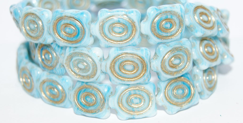 Spiral Turtle Pressed Glass Beads, (65010 54202), Glass, Czech Republic