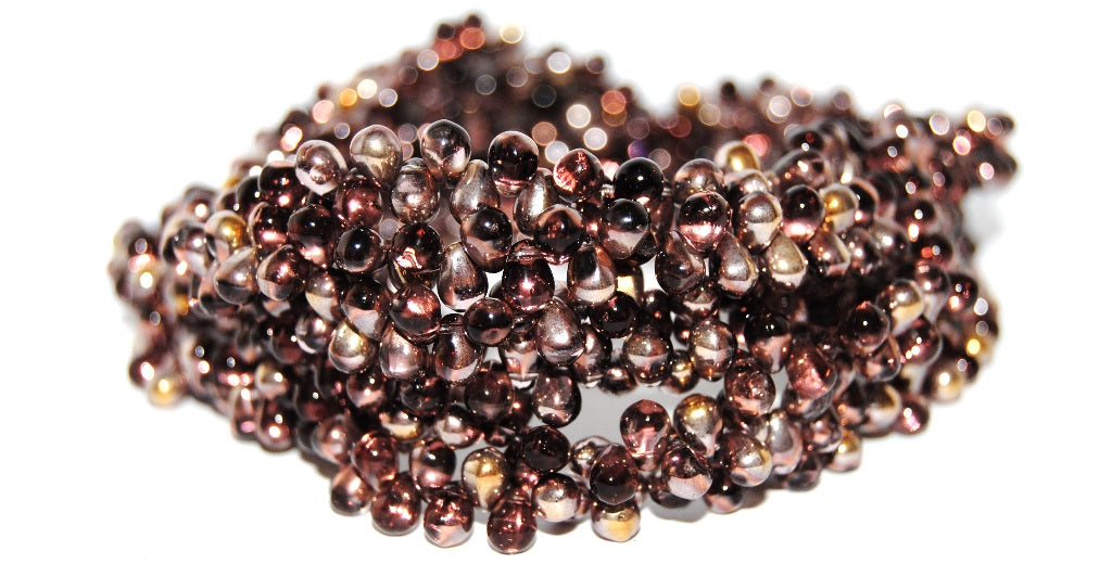 Pear Drop Pressed Glass Beads, Transparent Light Amethyst 27101 (20040 27101), Glass, Czech Republic