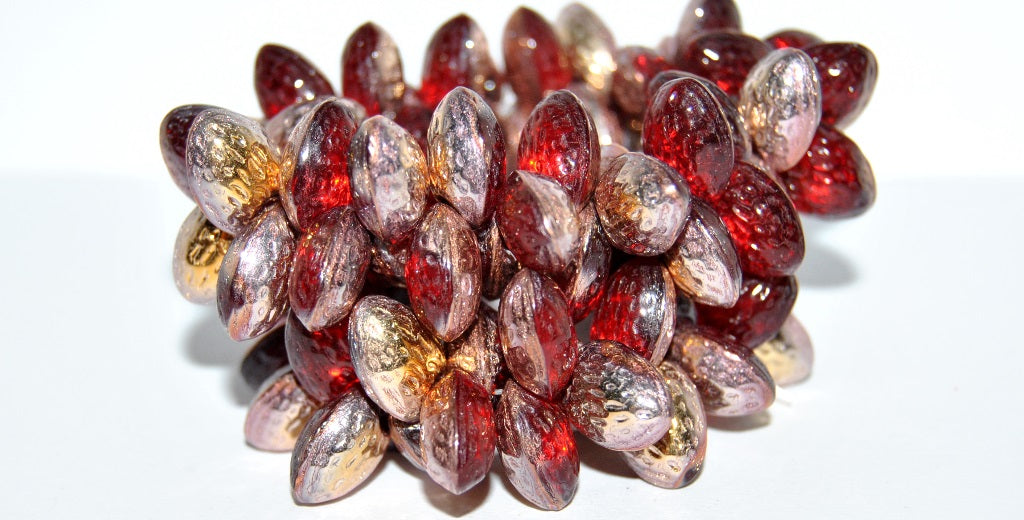 Strawberry Friut Pressed Glass Beads, Ruby Red 27101 (90080 27101), Glass, Czech Republic