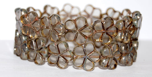 Table Cut Flower Beads, Gray 43400 (40010 43400), Glass, Czech Republic