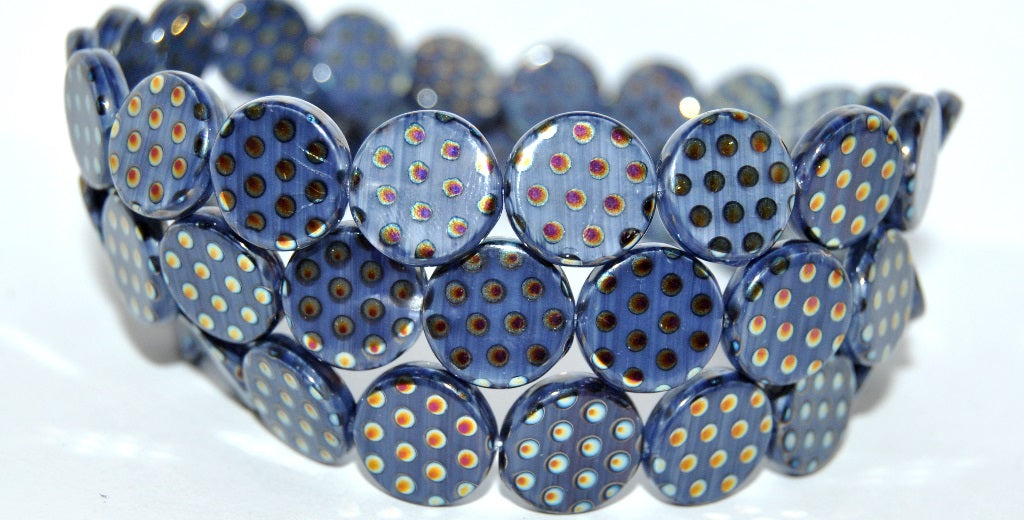 Flat Round Coin Pressed Glass Beads, (33070300 Dot Batika), Glass, Czech Republic