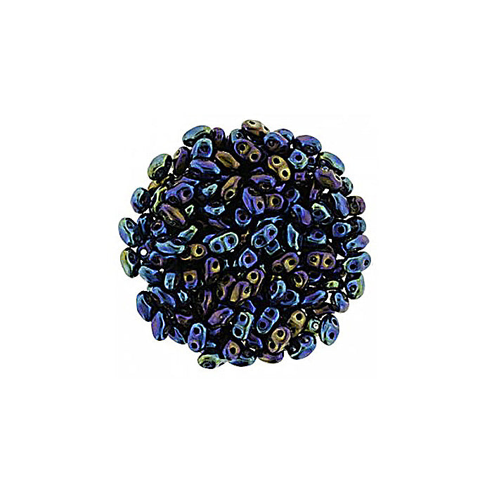 Matubo MiniDuo 2-hole smaller SuperDuo glass beads Blue Iris Glass Czech Republic