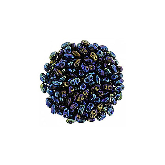 Matubo MiniDuo 2-hole smaller SuperDuo glass beads Blue Iris Glass Czech Republic