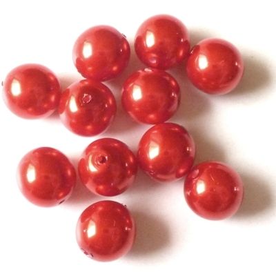 Imitation pearl glass beads round Red Glass Czech Republic
