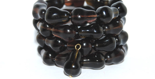 Pear Fruit Pressed Glass Beads, Transparent Brown (10230), Glass, Czech Republic