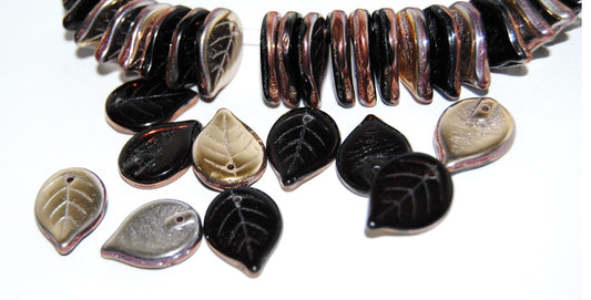 Leaf Pressed Glass Beads, Transparent Amethyst 27101 (20080 27101), Glass, Czech Republic