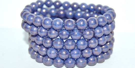 Round Pressed Glass Beads Druck, Opaque Blue 15415 (33030 15415), Glass, Czech Republic