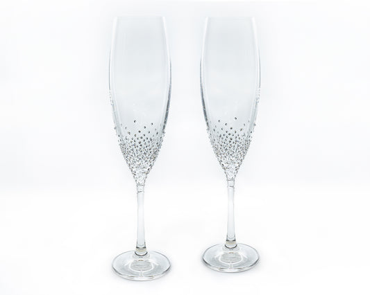 Czech Bohemian Champagne Glass decorated with Swarovski Crystals 220ml Crystal Czech Republic