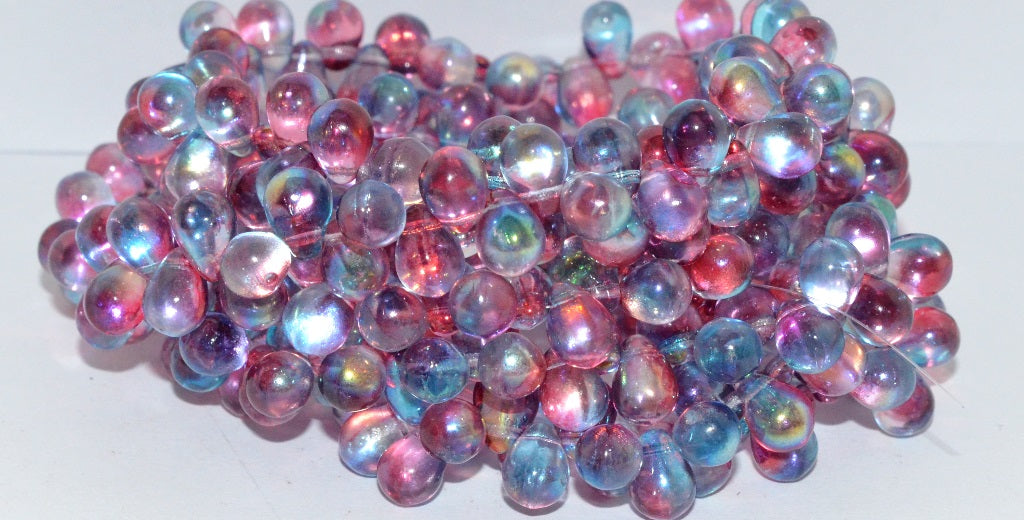 Pear Drop Pressed Glass Beads, Crystal 48113 (30 48113), Glass, Czech Republic