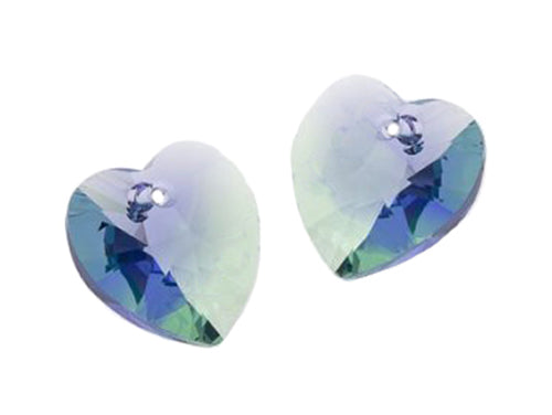 SWAROVSKI ELEMENTS pendant HEART 6228 crystal stone with hole Provence Lavender Chrysolite Blend Glass Austria