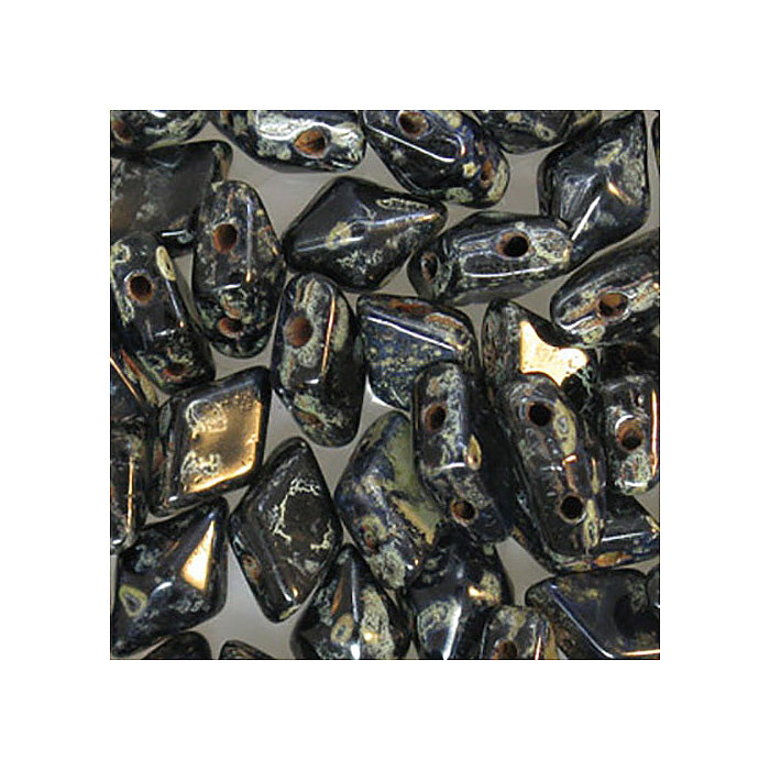 DIAMONDUO glass two-hole beads rhombus gemduo Black Travertine Glass Czech Republic