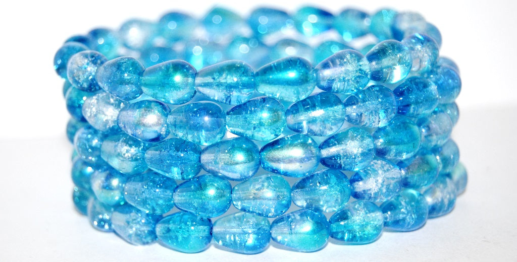 Pear Drop Pressed Glass Beads, (48112Crackle), Glass, Czech Republic