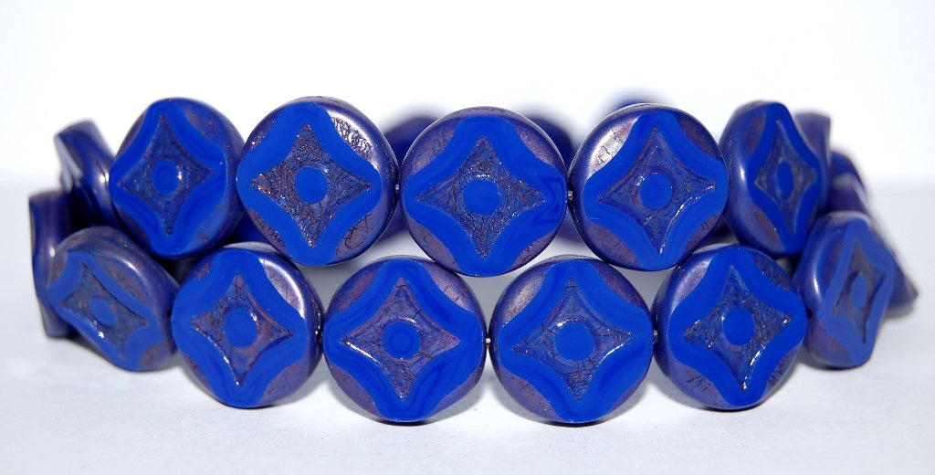 Table Cut Round Beads With Star, 33060L Bronze (33060L 14415), Glass, Czech Republic