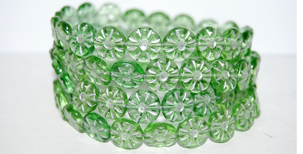 Flower Pressed Glass Beads, (5050010Mix 54201), Glass, Czech Republic