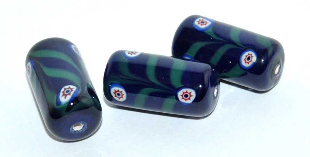 Czech Glass Hand Made Roller Tube Lampwork Beads, (K), Glass, Czech Republic