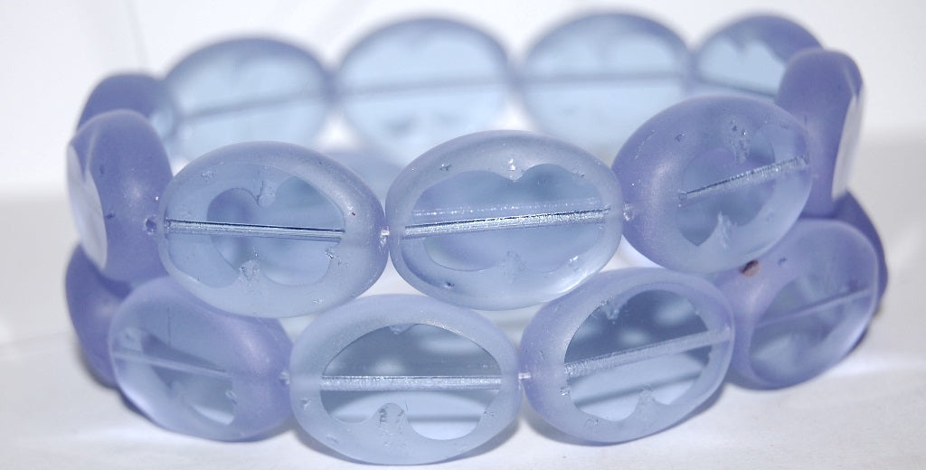 Table Cut Oval Beads, Transparent Light Amethyst Matte (20210 M), Glass, Czech Republic