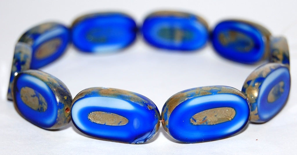 Table Cut Rounded Rectangle Oval Beads With Oval, (37005 43400), Glass, Czech Republic