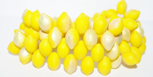 Lemon Friut Pressed Glass Beads, Transparent Yellow Abm (80120 Abm), Glass, Czech Republic