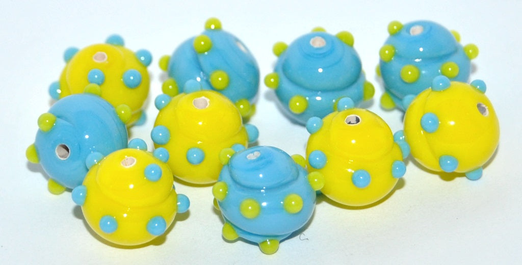 Czech Glass Hand Made Round Lampwork Beads With Hedgehog, (D), Glass, Czech Republic