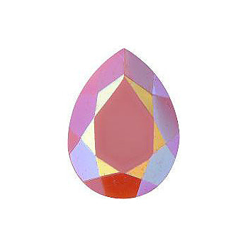 Pear Faceted Pointed Back (Doublets) Crystal Glass Stone, Pink 7 Opaque With Ab, Polished (73040-Abp), Czech Republic