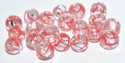 Czech Glass Hand Made Round Lampwork Beads With Silver Plates, (10 D), Glass, Czech Republic