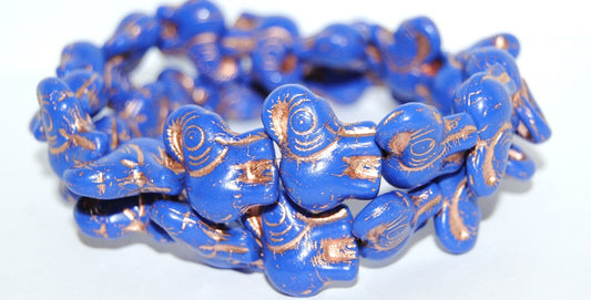 Elephant Animal Pressed Glass Beads, Opaque Blue 54200 (33050 54200), Glass, Czech Republic