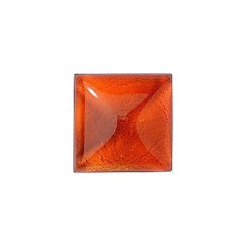 Square Cabochons Flat Back Crystal Glass Stone, Orange 5 With Silver (90039), Czech Republic