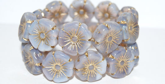 Hawaii Flower Pressed Glass Beads, (21010 54202), Glass, Czech Republic