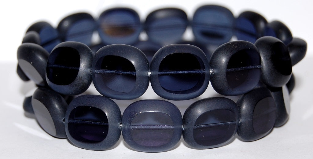 Table Cut Round Candy Beads, Transparent Dark Blue Mat (30320 Mat), Glass, Czech Republic