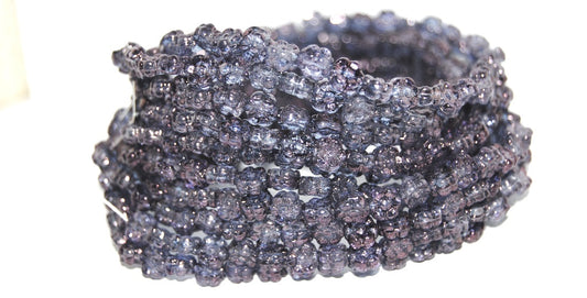 Hawaii Flower Pressed Glass Beads, Crystal Purple (30 15726), Glass, Czech Republic