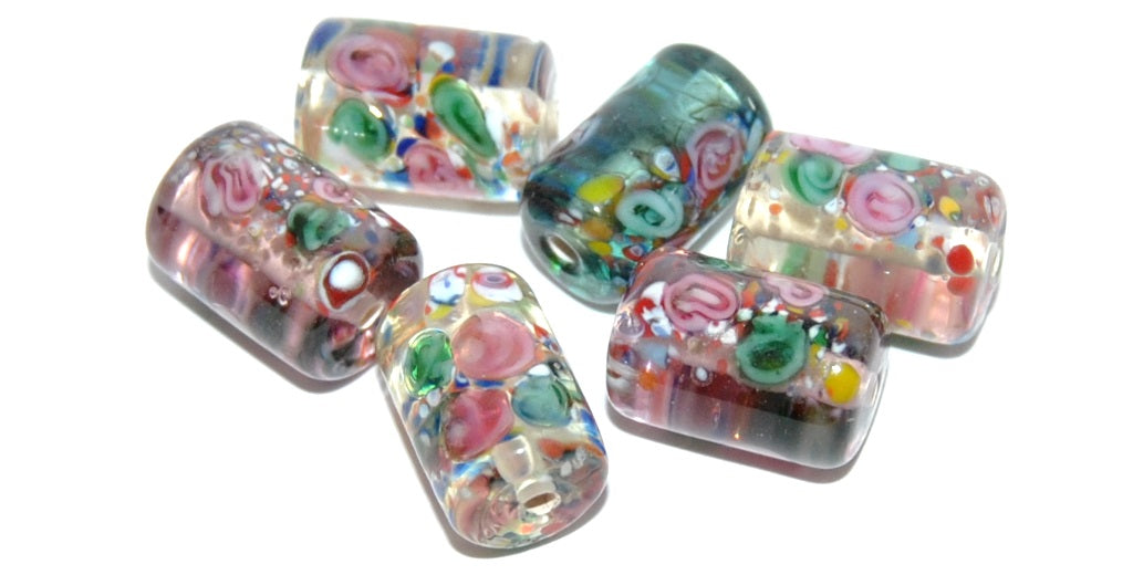 Czech Glass Hand Made Roller Tube Lampwork Beads, (K), Glass, Czech Republic