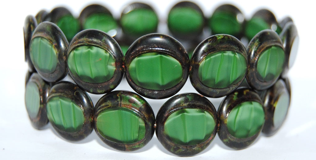 Table Cut Round Beads Eskooko, 56027 Travertin (56027 86800), Glass, Czech Republic