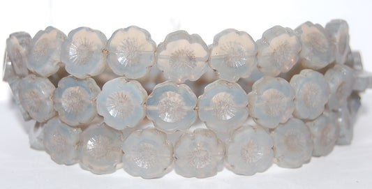 Table Cut Round Beads Hawaii Flowers, 42000 Hematite (42000 14400), Glass, Czech Republic