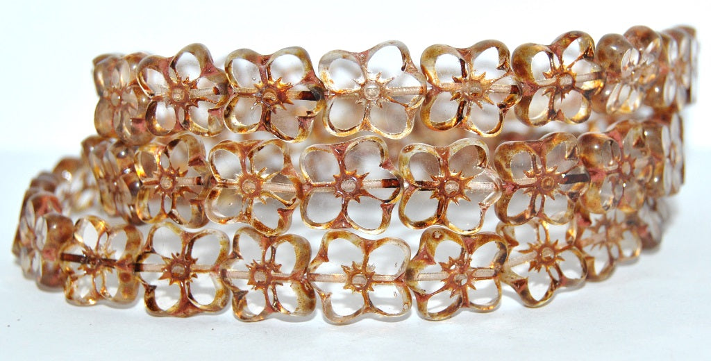 Table Cut Flower Beads Linum, Crystal Travertin (30 86800), Glass, Czech Republic