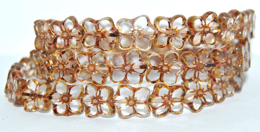 Table Cut Flower Beads Linum, Crystal Travertin (30 86800), Glass, Czech Republic