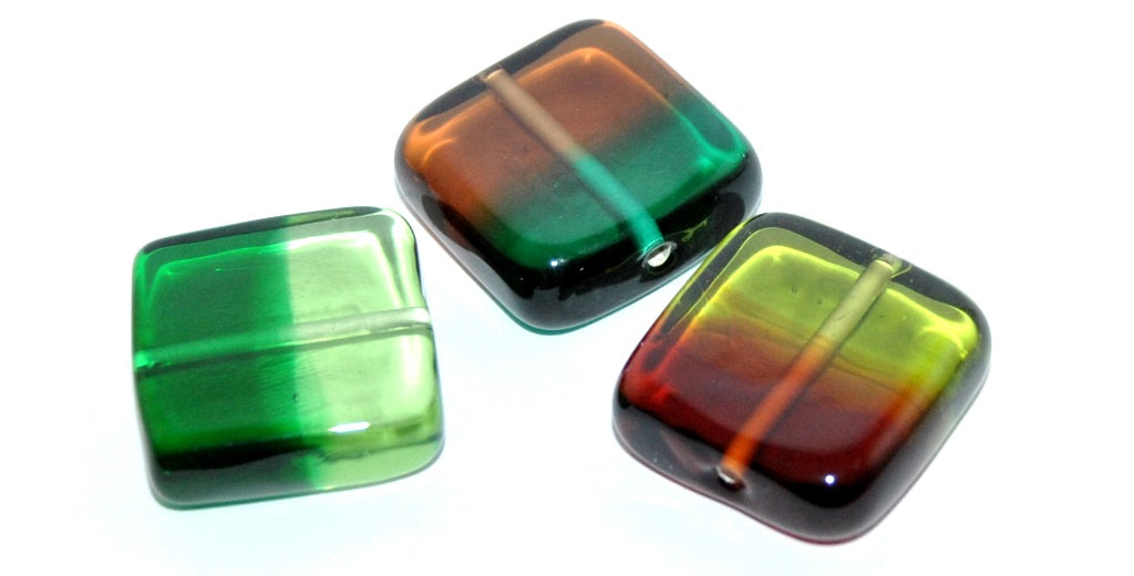 Czech Glass Hand Made Square Lampwork Beads, (U), Glass, Czech Republic