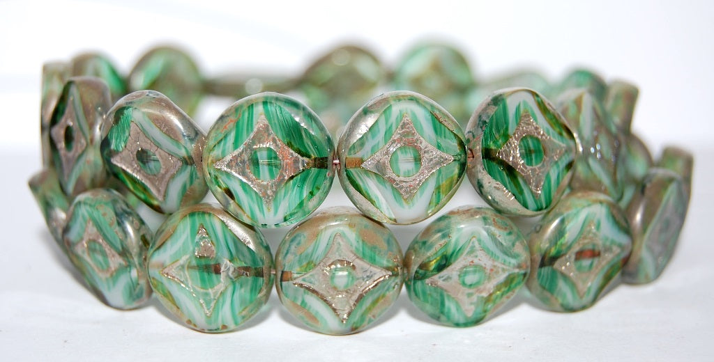 Table Cut Round Beads With Star, (55014 43400), Glass, Czech Republic