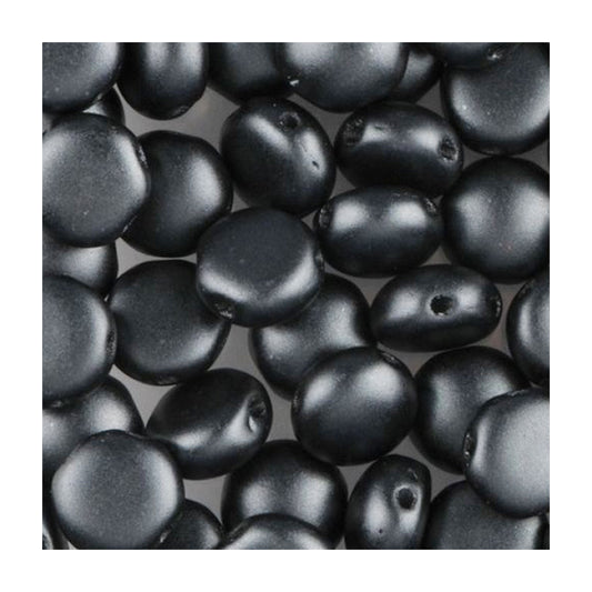 PRECIOSA Candy beads 2-hole round glass cabochon Dark Gray Glass Czech Republic