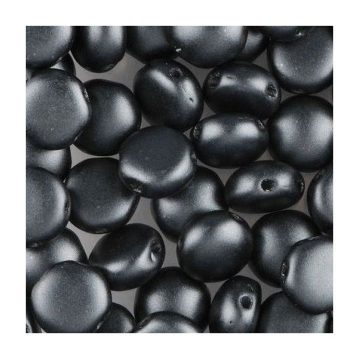PRECIOSA Candy beads 2-hole round glass cabochon Dark Gray Glass Czech Republic