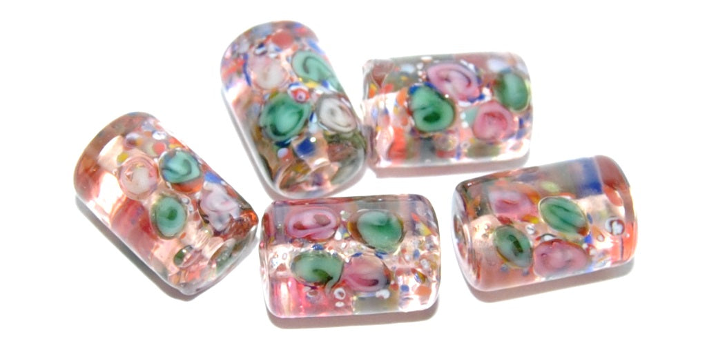 Czech Glass Hand Made Roller Tube Lampwork Beads, (E), Glass, Czech Republic