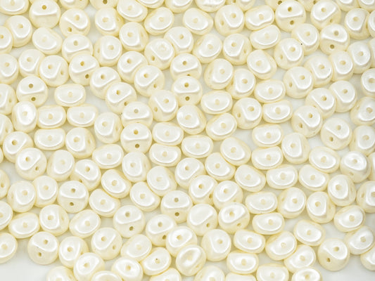 Es-o 2-hole round beads (like SuperDuo) Pastel Cream (25110), Glass, Czech Republic